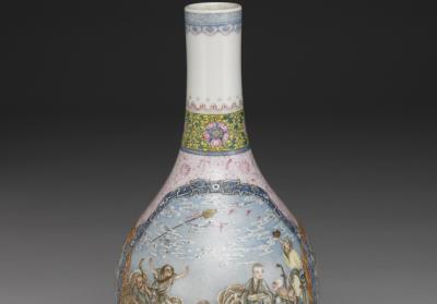 图片[2]-Gall-bladder-shaped vase with “Eighteen Lohans” motif in yangcai painted enamels, Qianlong reign (1736-1795), Qing dynasty-China Archive